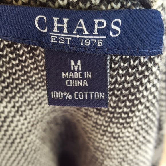 Chaps Black White Moto Cotton  Sweater M NWOT - Picture 5 of 5